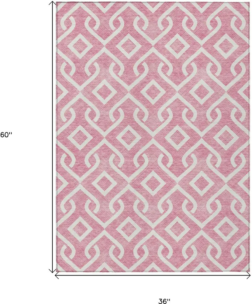 Blush And Ivory Geometric Washable Indoor Outdoor Area Rug Photo 3
