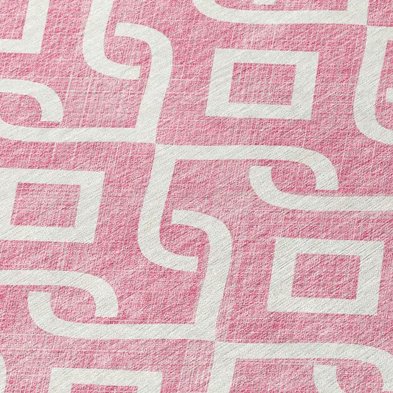 Blush And Ivory Geometric Washable Indoor Outdoor Area Rug Photo 5