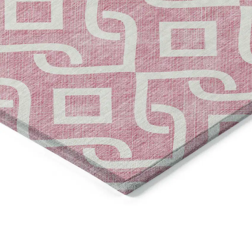 Blush And Ivory Geometric Washable Indoor Outdoor Area Rug Photo 4