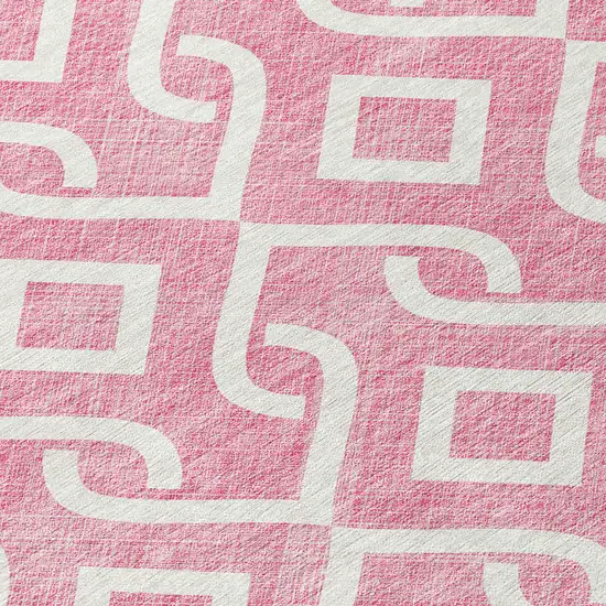 Blush And Ivory Geometric Washable Indoor Outdoor Area Rug Photo 5