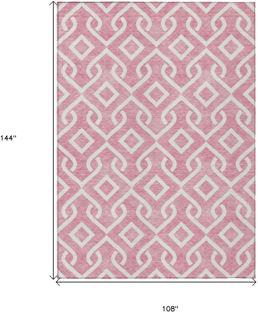 Blush And Ivory Geometric Washable Indoor Outdoor Area Rug Photo 3