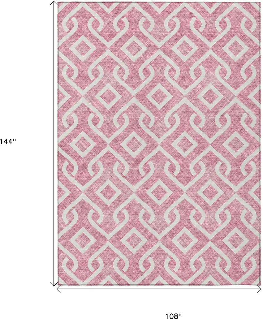 Blush And Ivory Geometric Washable Indoor Outdoor Area Rug Photo 3