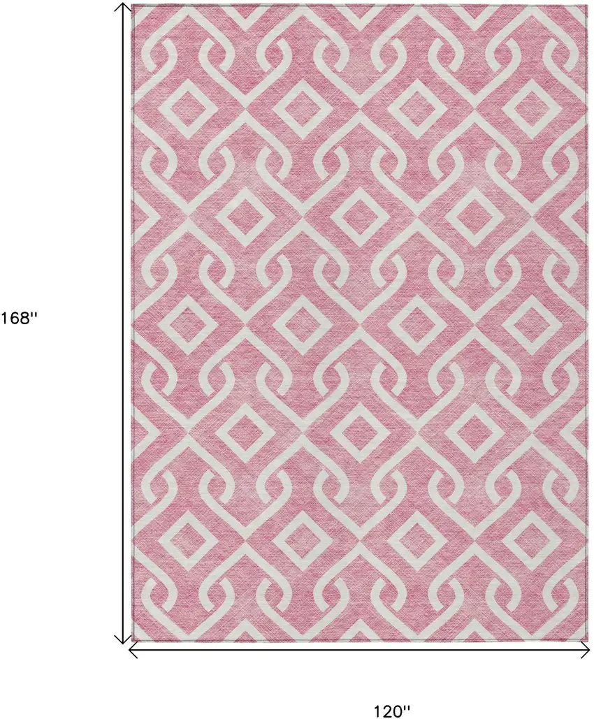Blush And Ivory Geometric Washable Indoor Outdoor Area Rug Photo 3