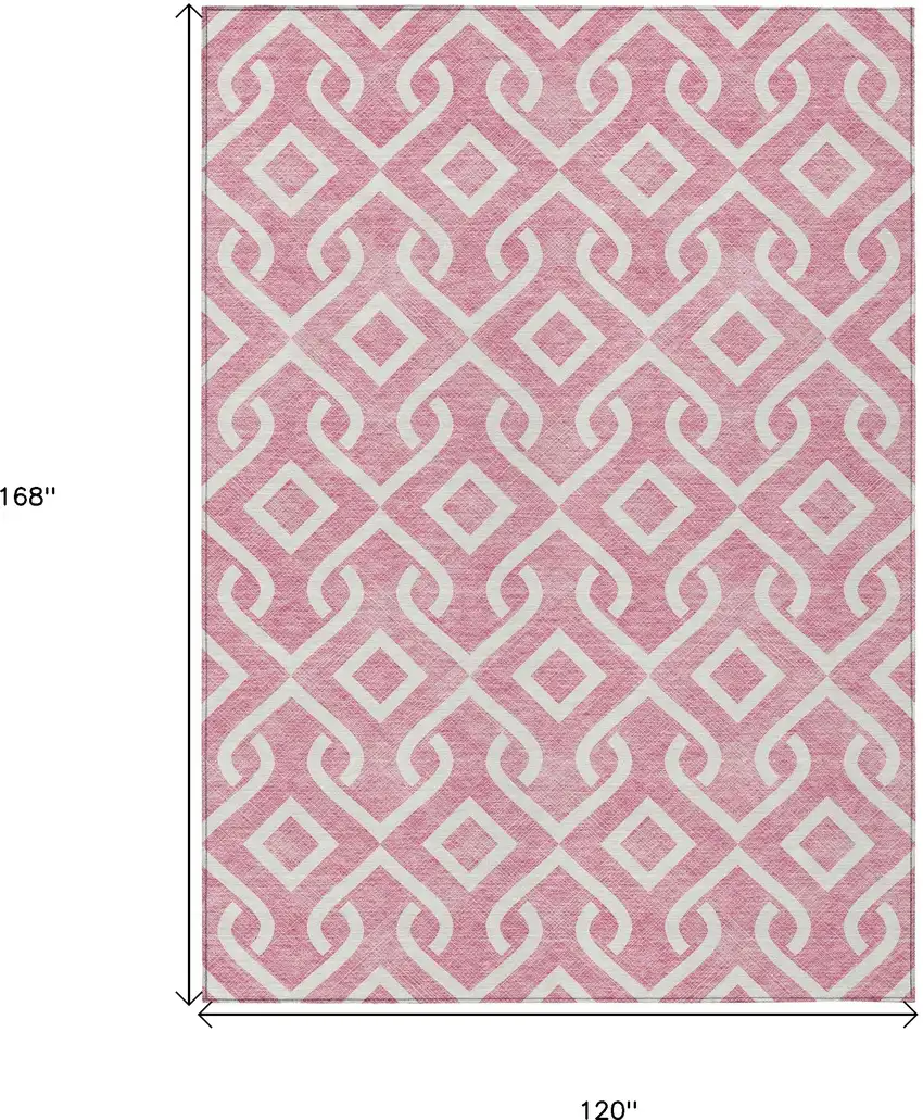 Blush And Ivory Geometric Washable Indoor Outdoor Area Rug Photo 3