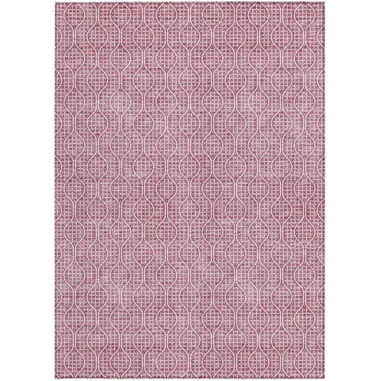 Blush And Ivory Geometric Washable Indoor Outdoor Area Rug Photo 7
