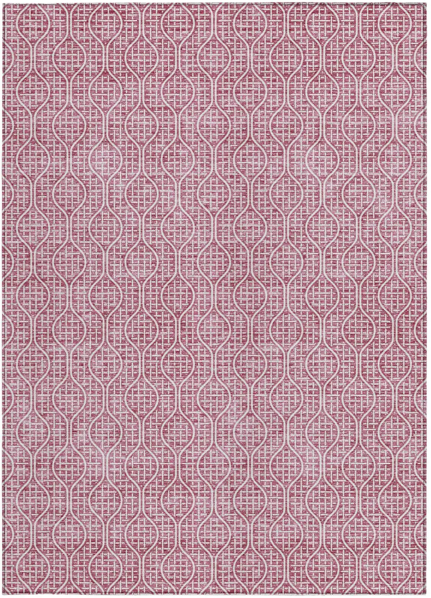 Blush And Ivory Geometric Washable Indoor Outdoor Area Rug Photo 7