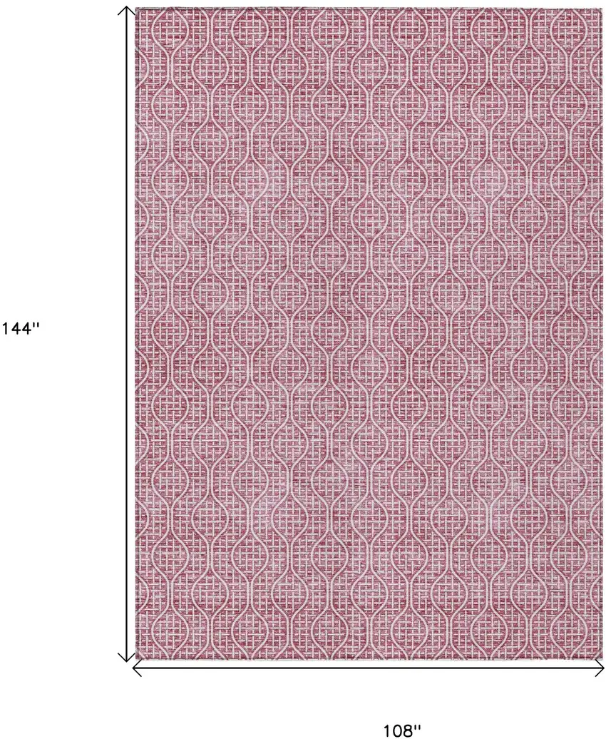Blush And Ivory Geometric Washable Indoor Outdoor Area Rug Photo 3
