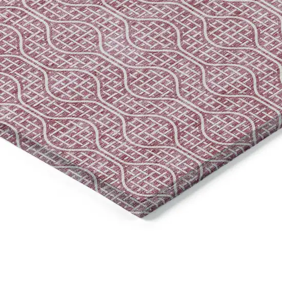 Blush And Ivory Geometric Washable Indoor Outdoor Area Rug Photo 4