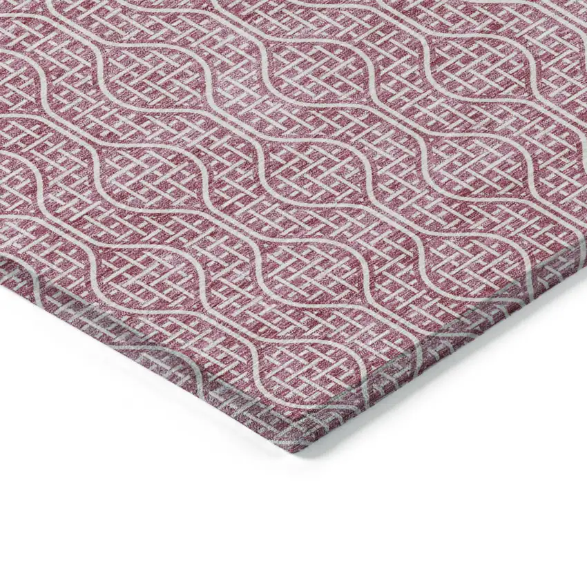 Blush And Ivory Geometric Washable Indoor Outdoor Area Rug Photo 4