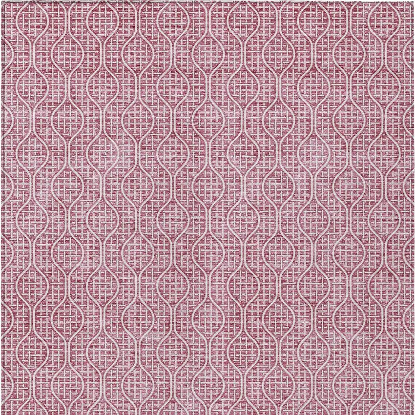 Blush And Ivory Geometric Washable Indoor Outdoor Area Rug Photo 7