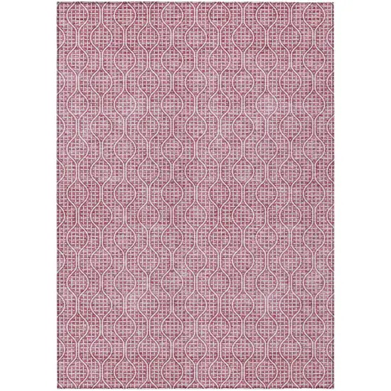 Blush And Ivory Geometric Washable Indoor Outdoor Area Rug Photo 2