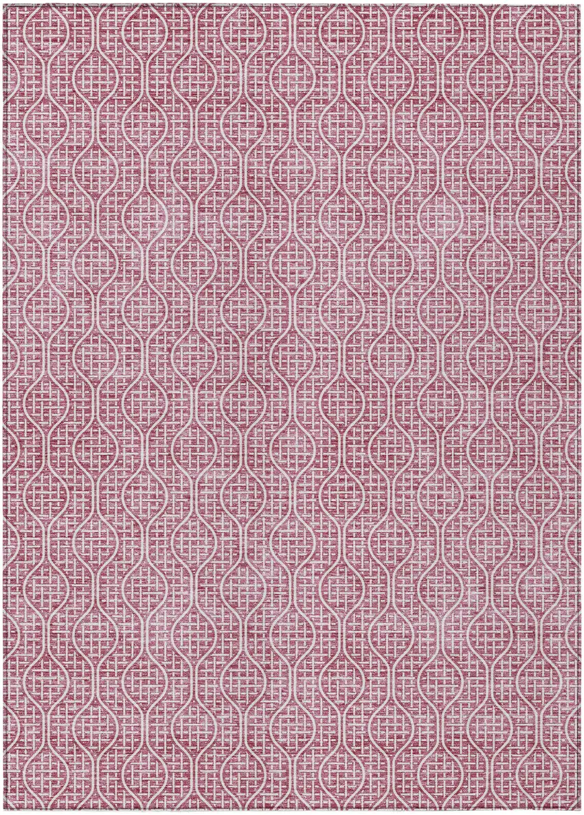 Blush And Ivory Geometric Washable Indoor Outdoor Area Rug Photo 2