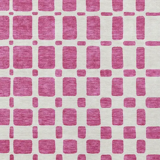 Blush And Ivory Geometric Washable Indoor Outdoor Area Rug Photo 7