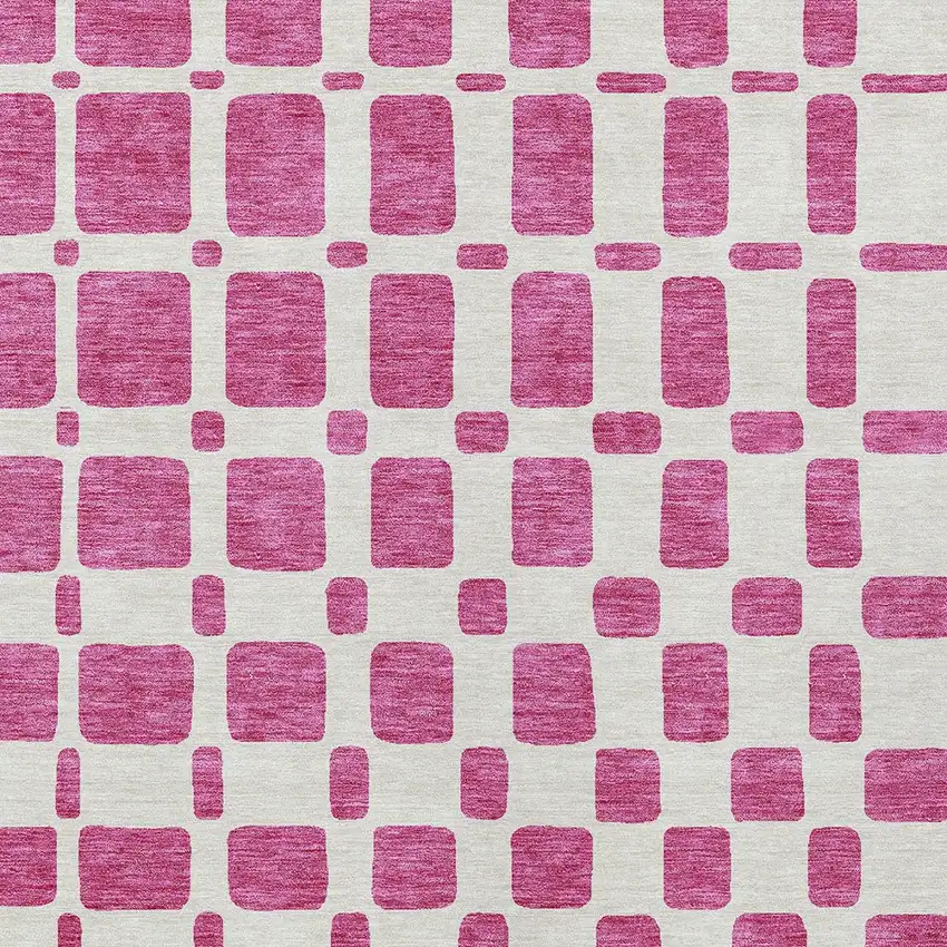 Blush And Ivory Geometric Washable Indoor Outdoor Area Rug Photo 7