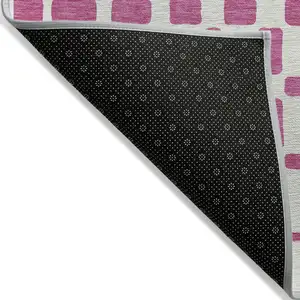Photo of Blush And Ivory Geometric Washable Indoor Outdoor Area Rug