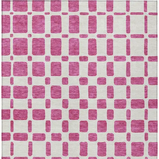 Blush And Ivory Geometric Washable Indoor Outdoor Area Rug Photo 7