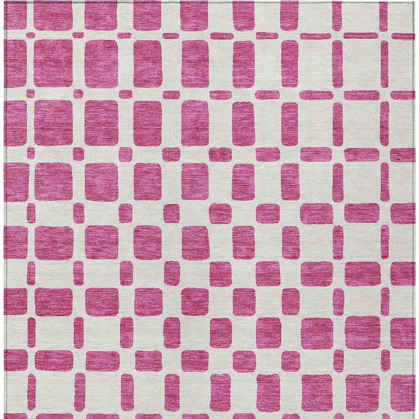 Blush And Ivory Geometric Washable Indoor Outdoor Area Rug Photo 7