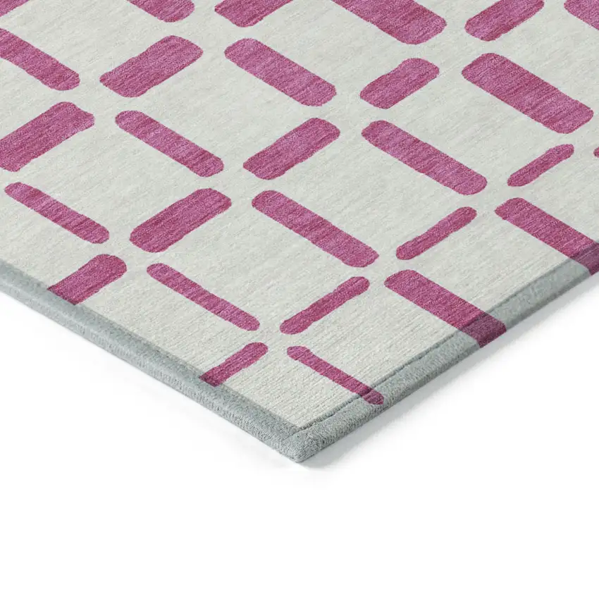 Blush And Ivory Geometric Washable Indoor Outdoor Area Rug Photo 5