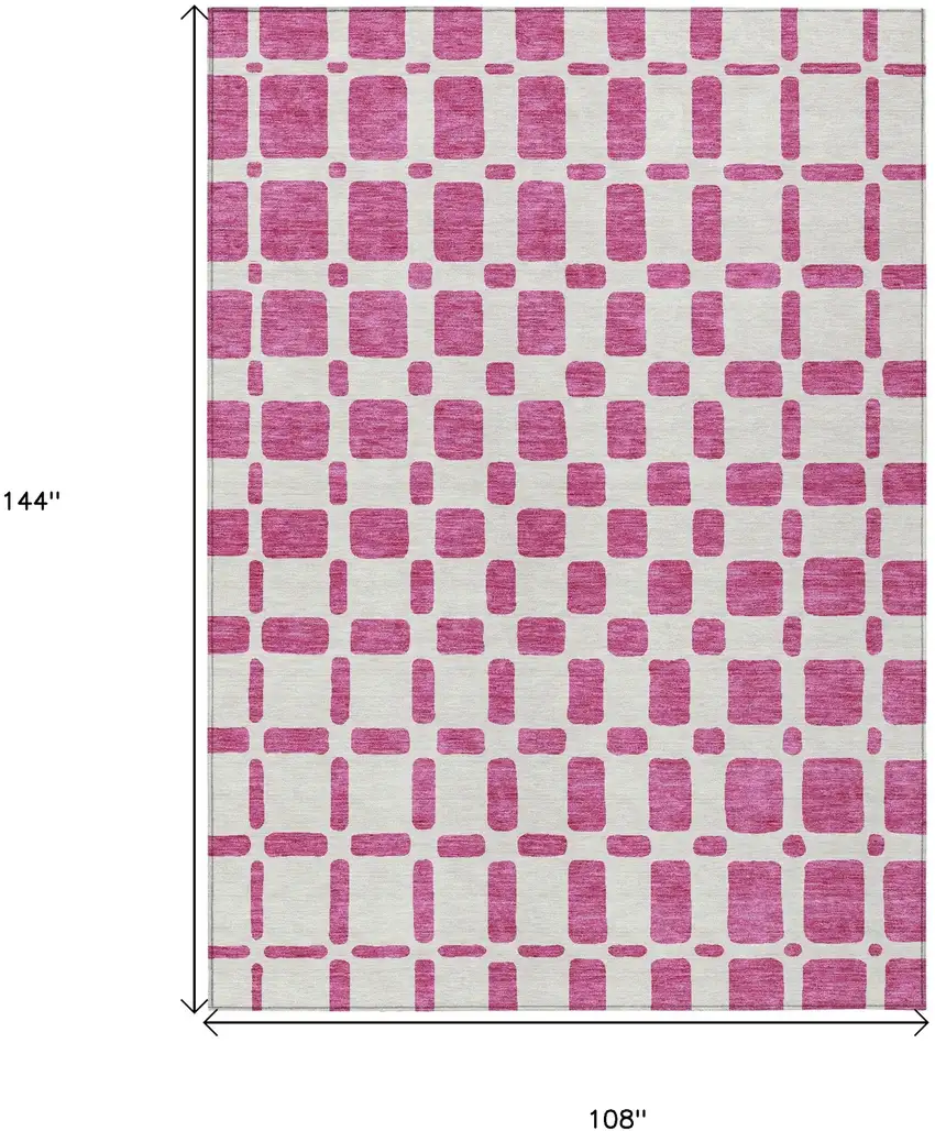 Blush And Ivory Geometric Washable Indoor Outdoor Area Rug Photo 3