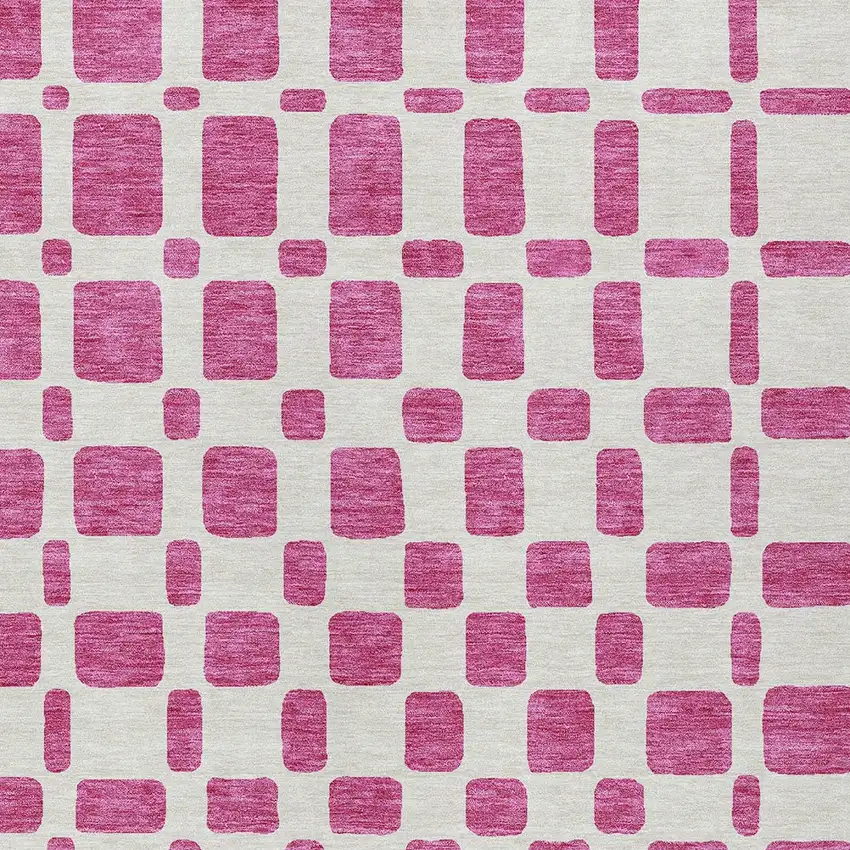 Blush And Ivory Geometric Washable Indoor Outdoor Area Rug Photo 7