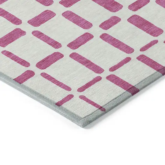 Blush And Ivory Geometric Washable Indoor Outdoor Area Rug Photo 5