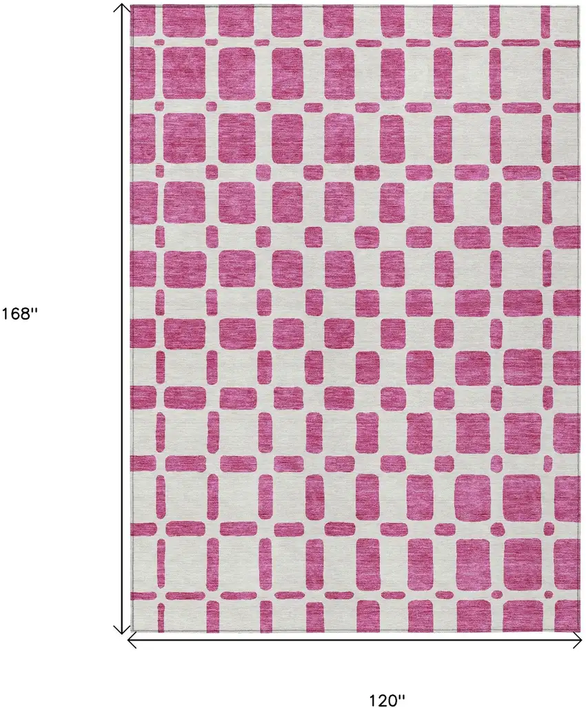 Blush And Ivory Geometric Washable Indoor Outdoor Area Rug Photo 3