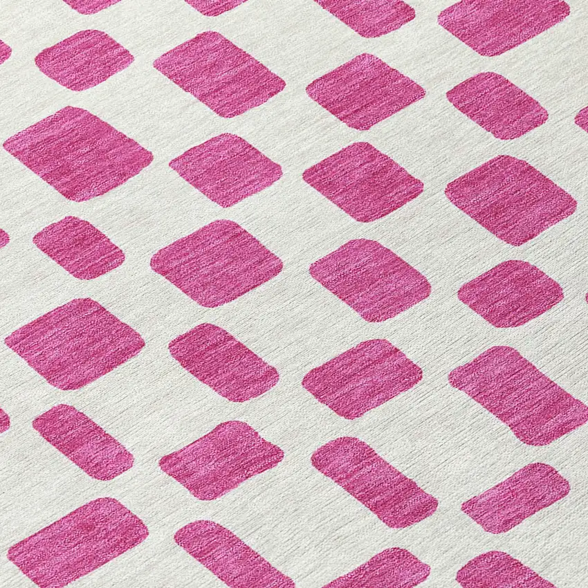 Blush And Ivory Geometric Washable Indoor Outdoor Area Rug Photo 6