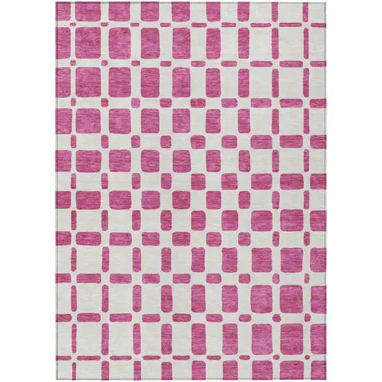 Blush And Ivory Geometric Washable Indoor Outdoor Area Rug Photo 2