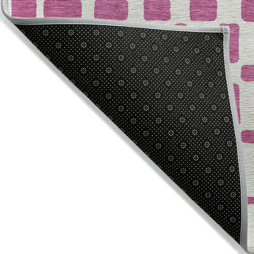 Blush And Ivory Geometric Washable Indoor Outdoor Area Rug Photo 4