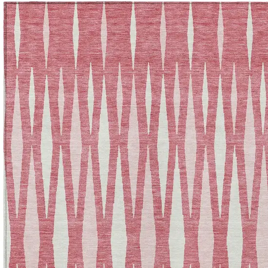 Blush And Ivory Geometric Washable Indoor Outdoor Area Rug Photo 7
