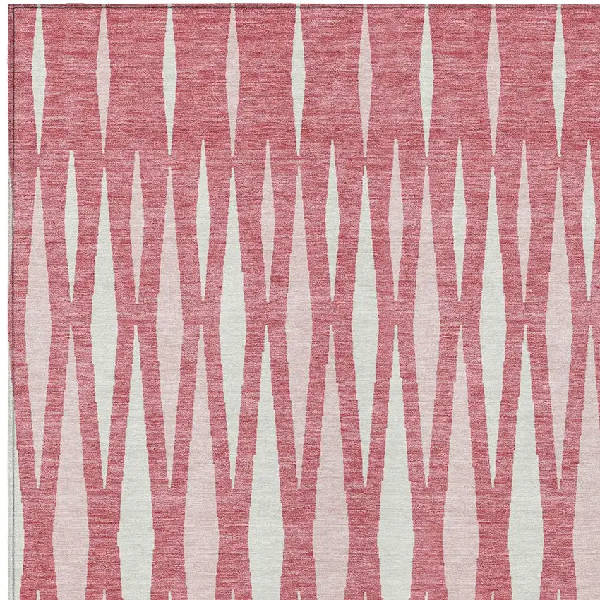 Blush And Ivory Geometric Washable Indoor Outdoor Area Rug Photo 7
