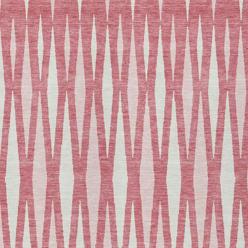 Blush And Ivory Geometric Washable Indoor Outdoor Area Rug Photo 7