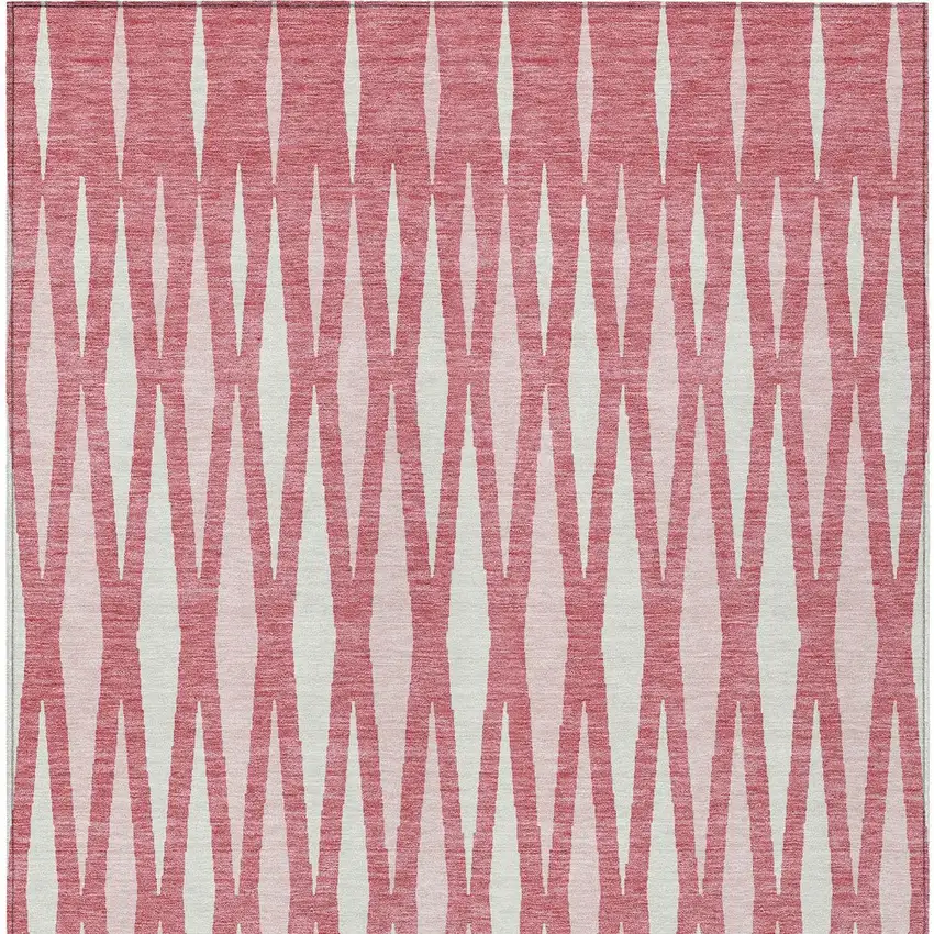 Blush And Ivory Geometric Washable Indoor Outdoor Area Rug Photo 8