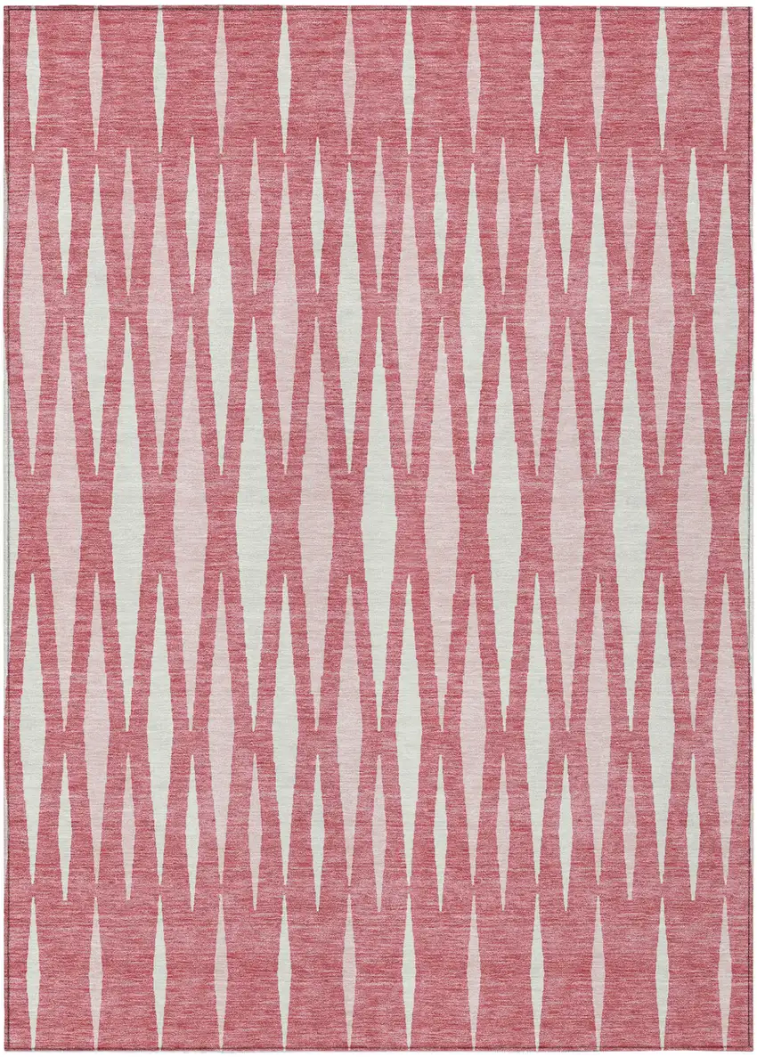 Blush And Ivory Geometric Washable Indoor Outdoor Area Rug Photo 2