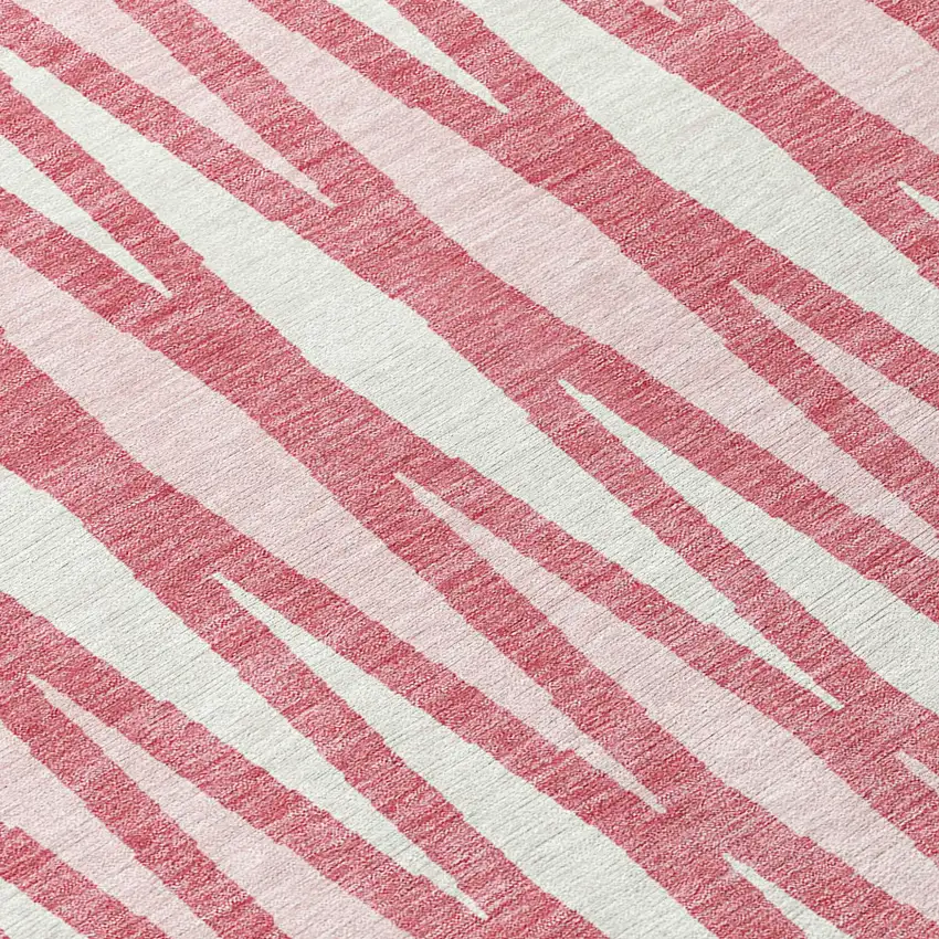 Blush And Ivory Geometric Washable Indoor Outdoor Area Rug Photo 6