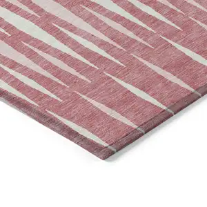 Photo of Blush And Ivory Geometric Washable Indoor Outdoor Area Rug