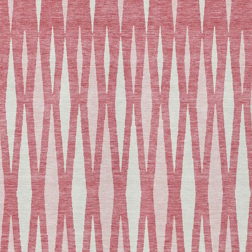 Blush And Ivory Geometric Washable Indoor Outdoor Area Rug Photo 7