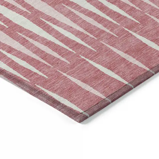 Blush And Ivory Geometric Washable Indoor Outdoor Area Rug Photo 4