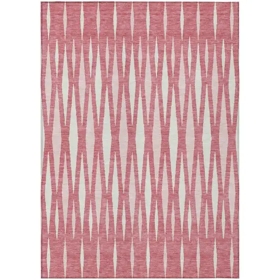 Blush And Ivory Geometric Washable Indoor Outdoor Area Rug Photo 2