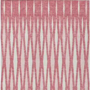Photo of Blush And Ivory Geometric Washable Indoor Outdoor Area Rug