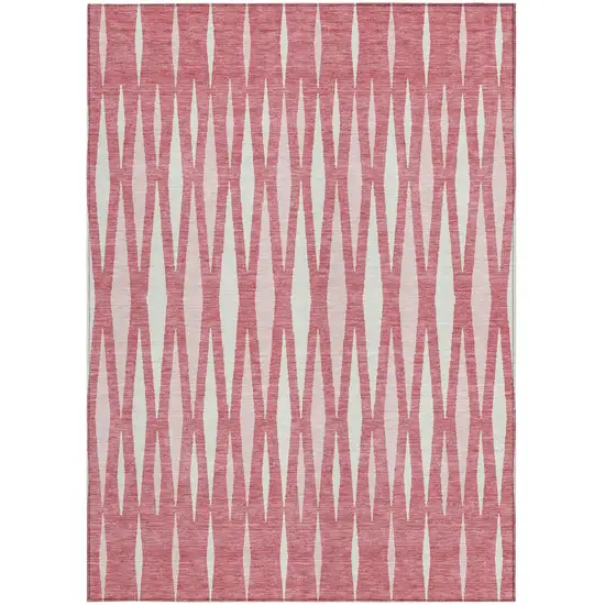 Blush And Ivory Geometric Washable Indoor Outdoor Area Rug Photo 8