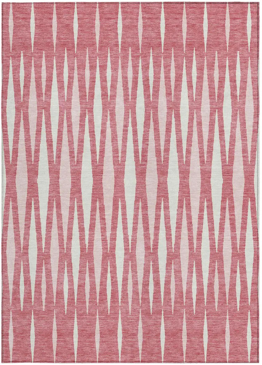 Blush And Ivory Geometric Washable Indoor Outdoor Area Rug Photo 8
