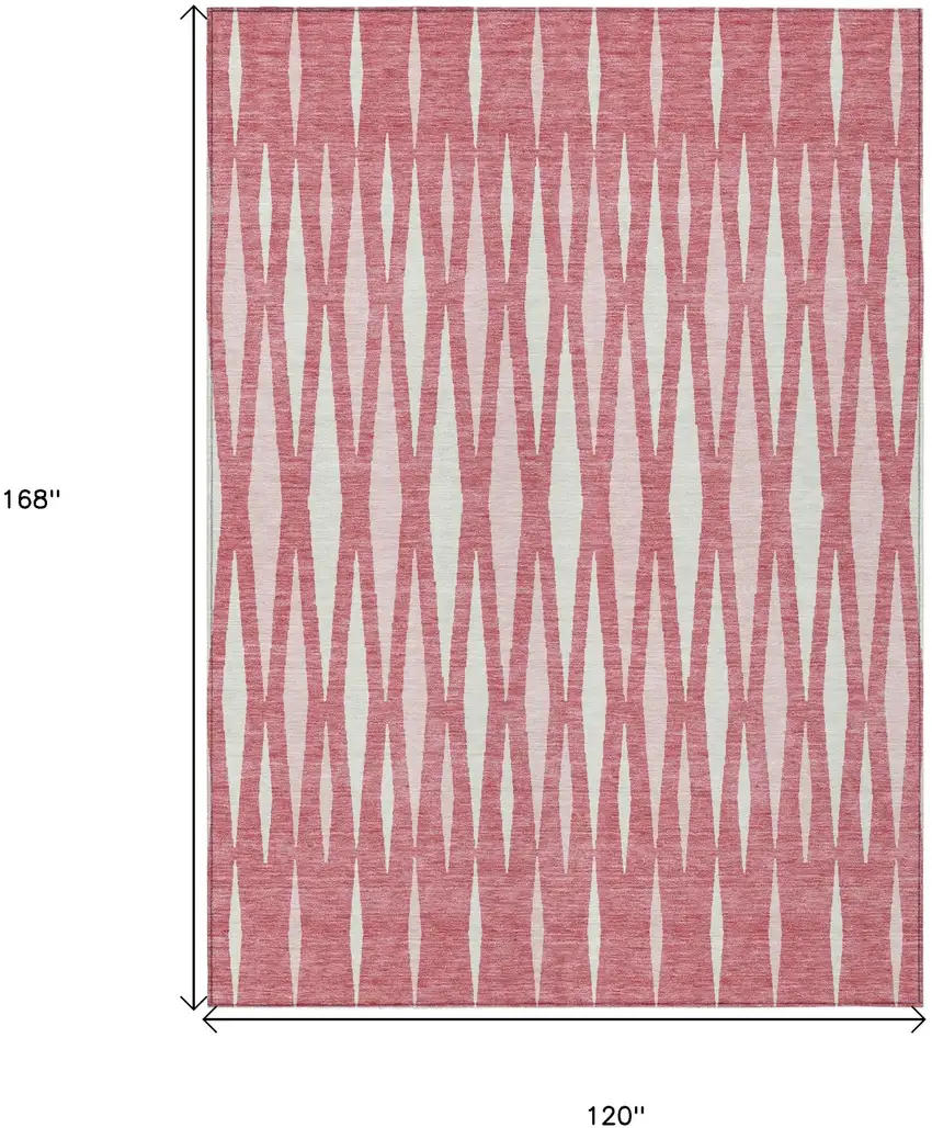 Blush And Ivory Geometric Washable Indoor Outdoor Area Rug Photo 3