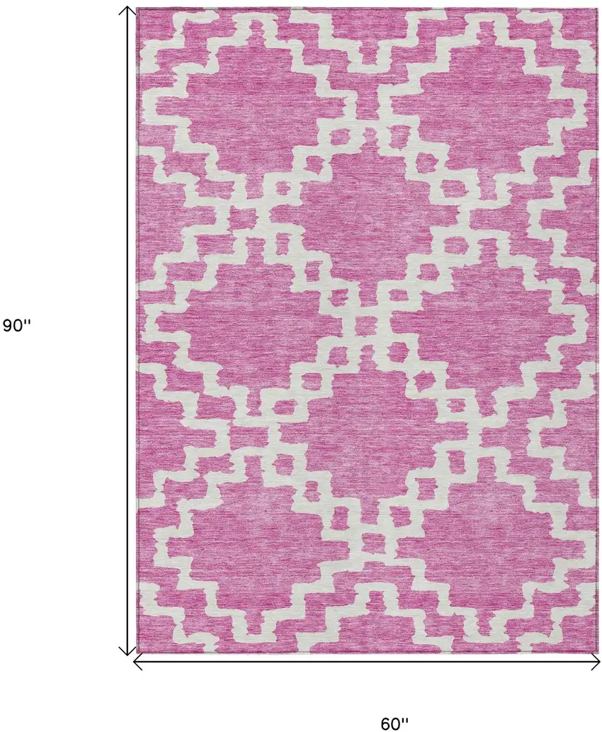 Blush And Ivory Geometric Washable Indoor Outdoor Area Rug Photo 3