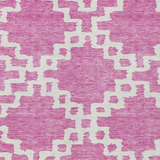 Blush And Ivory Geometric Washable Indoor Outdoor Area Rug Photo 6