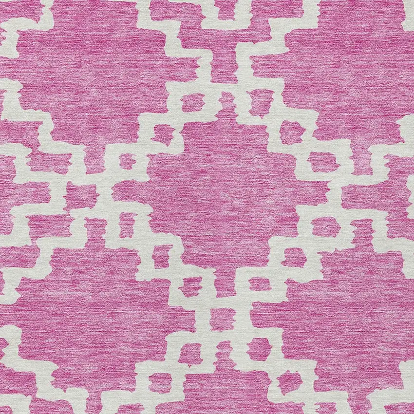 Blush And Ivory Geometric Washable Indoor Outdoor Area Rug Photo 6