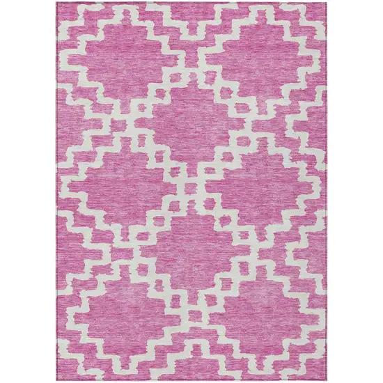 Blush And Ivory Geometric Washable Indoor Outdoor Area Rug Photo 2