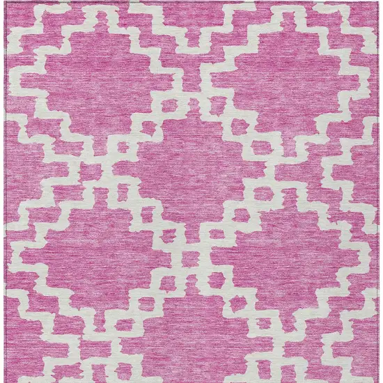 Blush And Ivory Geometric Washable Indoor Outdoor Area Rug Photo 7