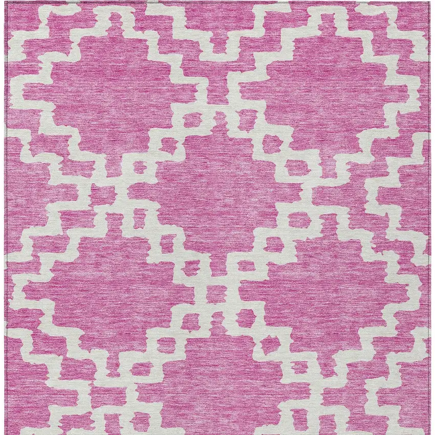 Blush And Ivory Geometric Washable Indoor Outdoor Area Rug Photo 7