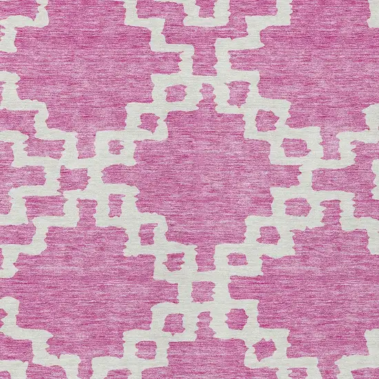Blush And Ivory Geometric Washable Indoor Outdoor Area Rug Photo 6